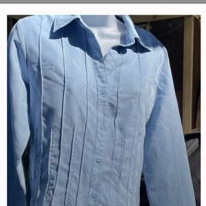 VINTAGE Lemon Grass Studio long sleeve SUEDE BLOUSE ,button up women’s SIZE M